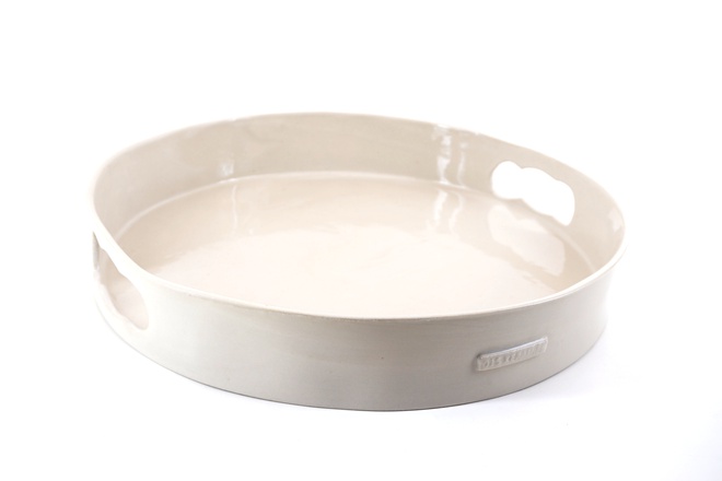 Rond dienblad met open handvatten in kiezel glans