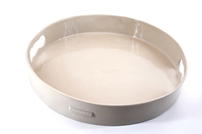 Rond dienblad met open handvatten in kiezel glans