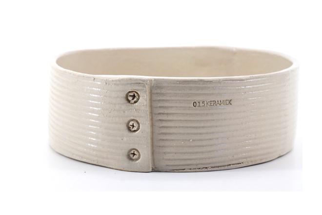 Schaal geribbeld groot kleur Winterwit glans