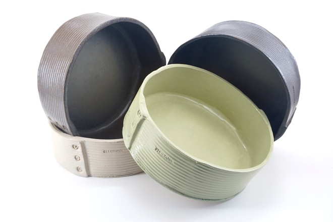 Schaal geribbeld groot kleur Winterwit glans