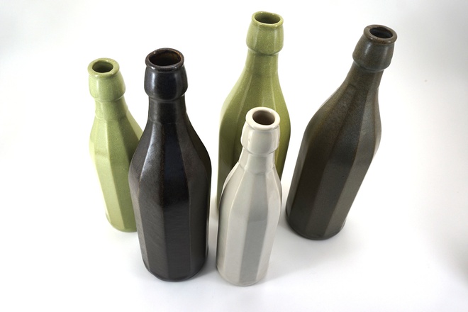 Fles groot 0.7L Winterwit glans